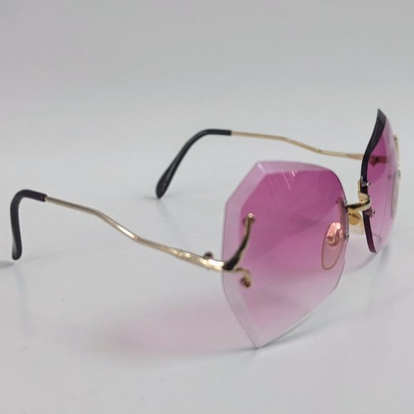 NWT TruVintage Lady\'s 80\'s fashion diamond cut rimless Gradient lens Sunglasses main image 8